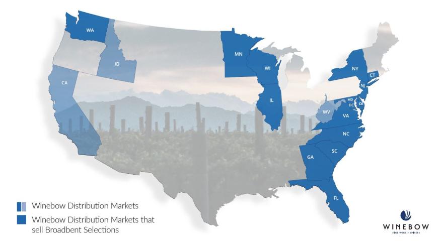 Broadbent Selections Now in 15 States with Winebow