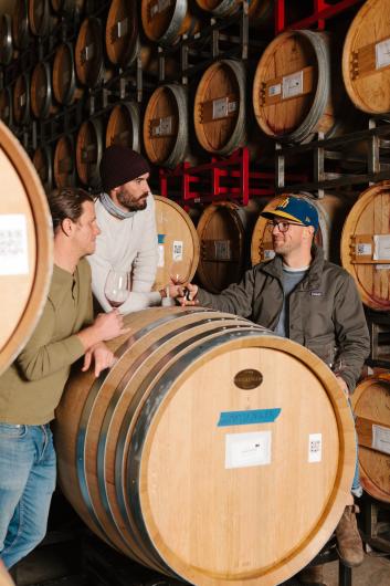 Winemakers Alex Stewart, Hal Iverson, Jesse Schmidt (shot 2)